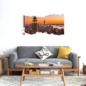 GADGETS WRAP Printed Wall Decal Sticker Scratched Paper Style Wall Decal (90cm x 50cm) - New York City Aerial View