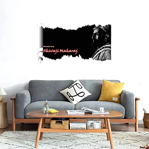 GADGETS WRAP Printed Wall Decal Sticker Scratched Paper Style Wall Decal (90cm x 50cm) - Shivaji