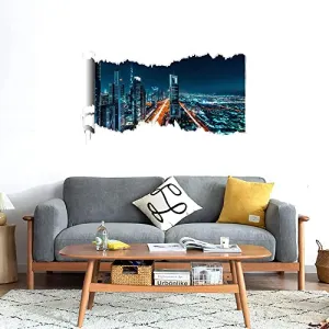 GADGETS WRAP Printed Wall Decal Sticker Scratched Paper Style Wall Decal (90cm x 50cm) - Skyscrapers at Night 4