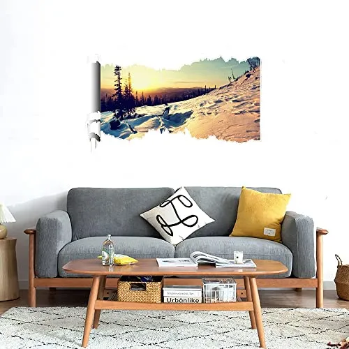 GADGETS WRAP Printed Wall Decal Sticker Scratched Paper Style Wall Decal (90cm x 50cm) - Winter Mountain