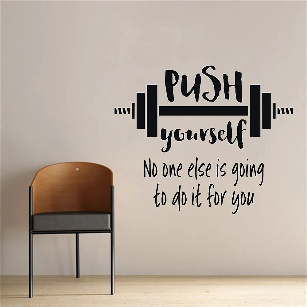 GADGETS WRAP Vinyl Decal Sticker Push Yourself Gym Quotes (Item Finish Size : 57cm x 48cm)