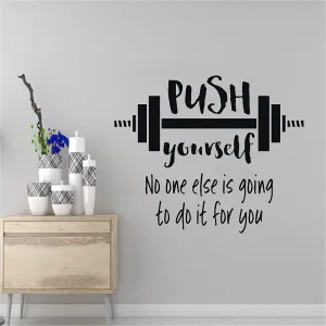 GADGETS WRAP Vinyl Decal Sticker Push Yourself Gym Quotes (Item Finish Size : 57cm x 48cm)