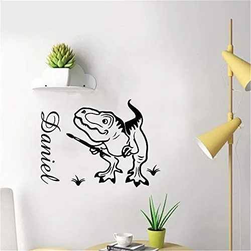 GADGETS WRAP Wall Decal Vinyl Sticker Wall Decoration - Custom Name Dinosaur Wall Sticker