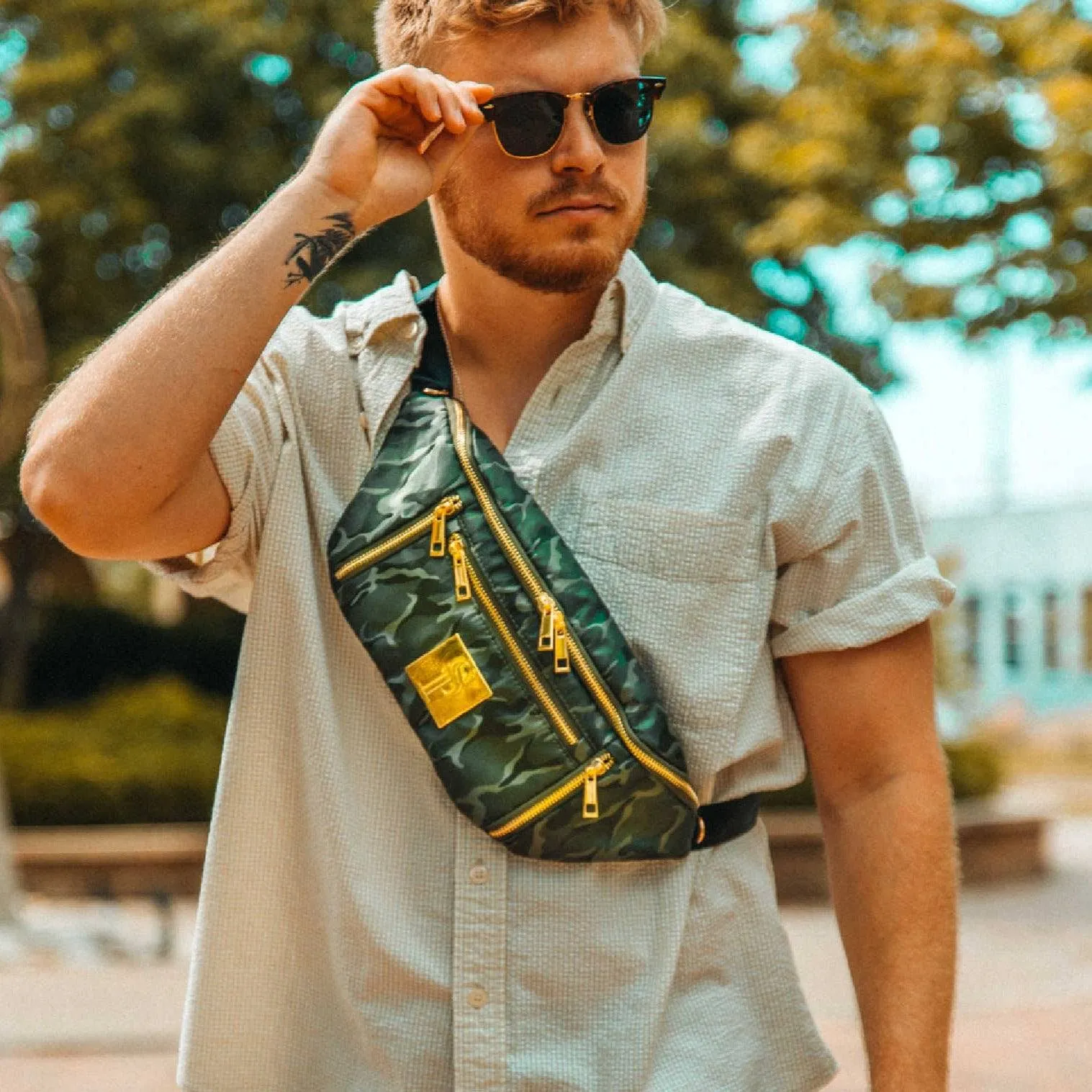 Green Camo Sling Bag