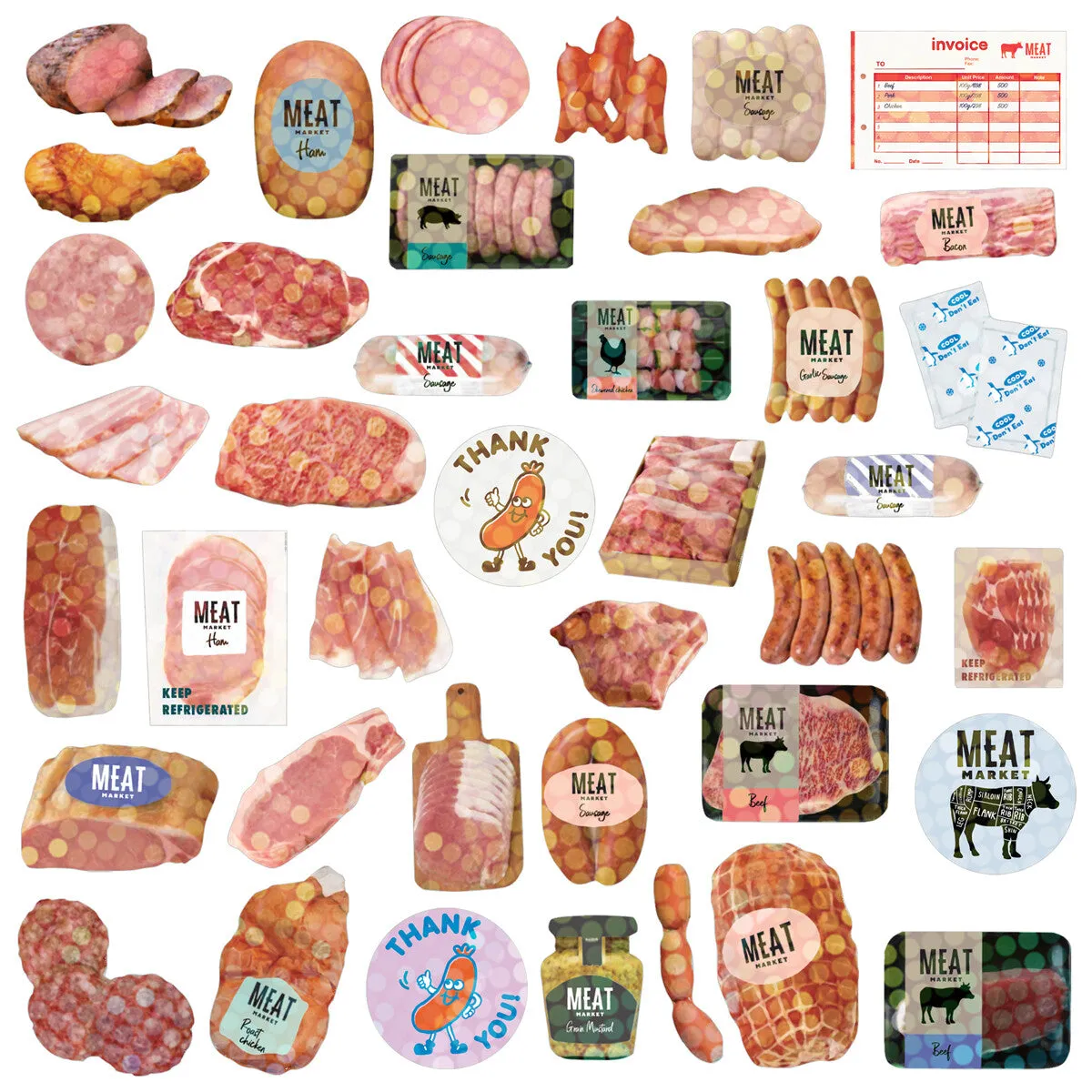 Haco Stickers Box of Seal Stickers [Meat]