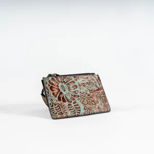 Hand-Tooled Turquoise Credit Card Holder