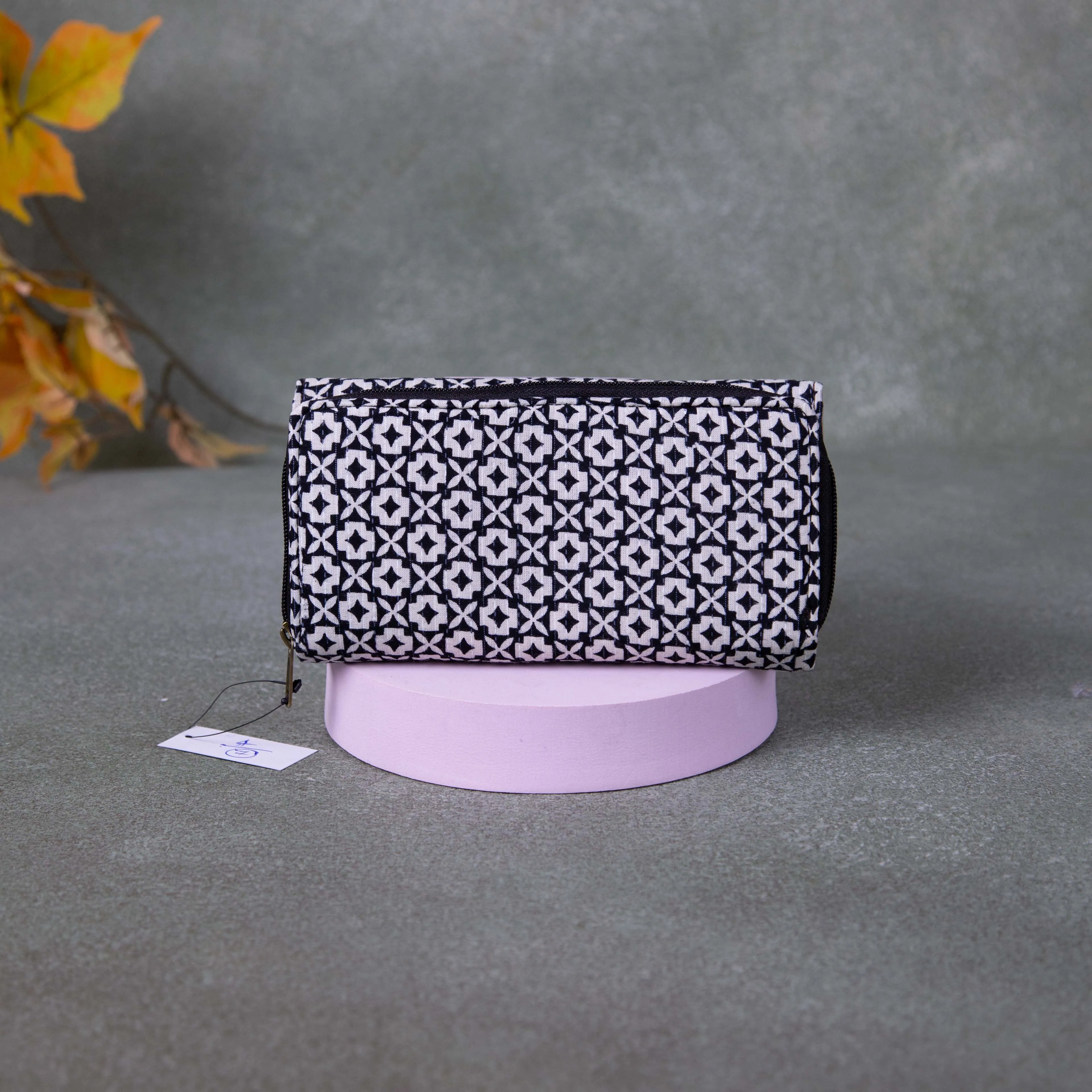 Handmade Wallets - Classic Black Colour with Small Flower Design