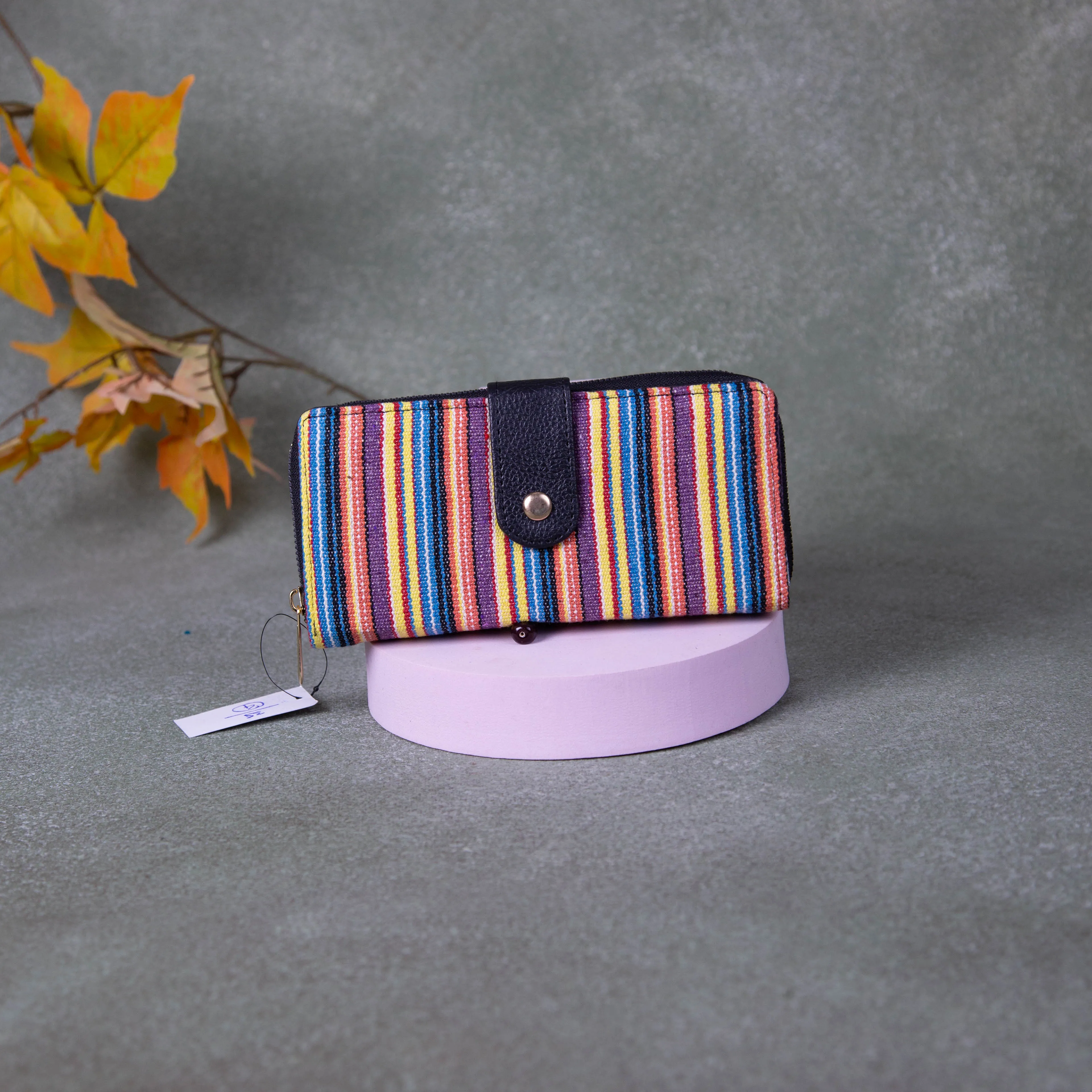 Handmade Wallets - Classic Multi-colour Line Design.