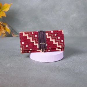 Handmade Wallets - Classic Red Colour with Sandal Zig Zag Design