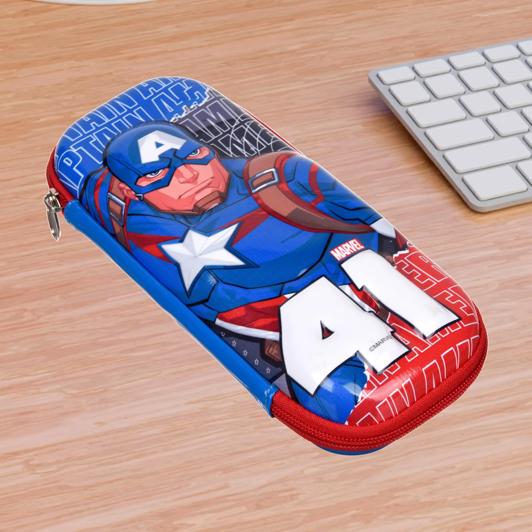 Heart Home Marvel Captain America Pencil Pouch | School Pencil Case for Kids | Pen-Pencil Box for Kids | Geometry Box | Compass Box | School Stationery Supplies | Pack of 3 | Blue