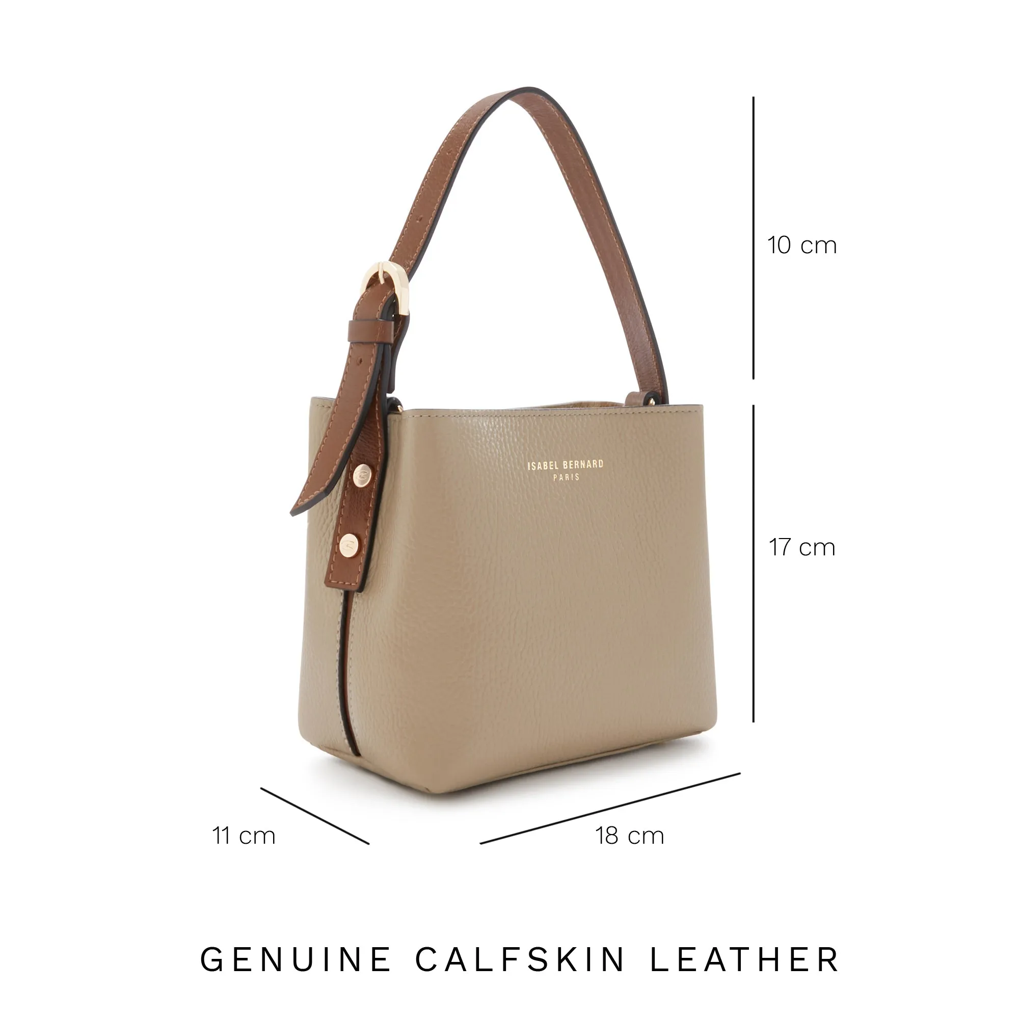 Honoré Adriane Mini taupe leather handbag calfskin leather