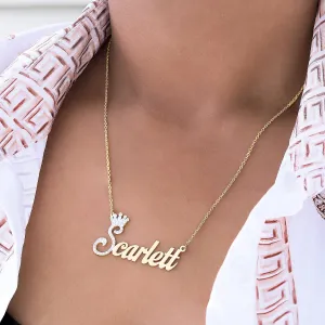 Iced Out Single Plated Nameplate Necklace Scarlett