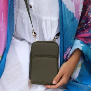 Khaki Recycled Nylon Phone Bag