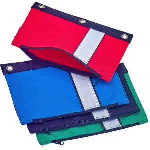 Kicko Pencil Case 3 Ring Pouch - Assorted Basic Colors Binder Pouch - 4 Pack Durable