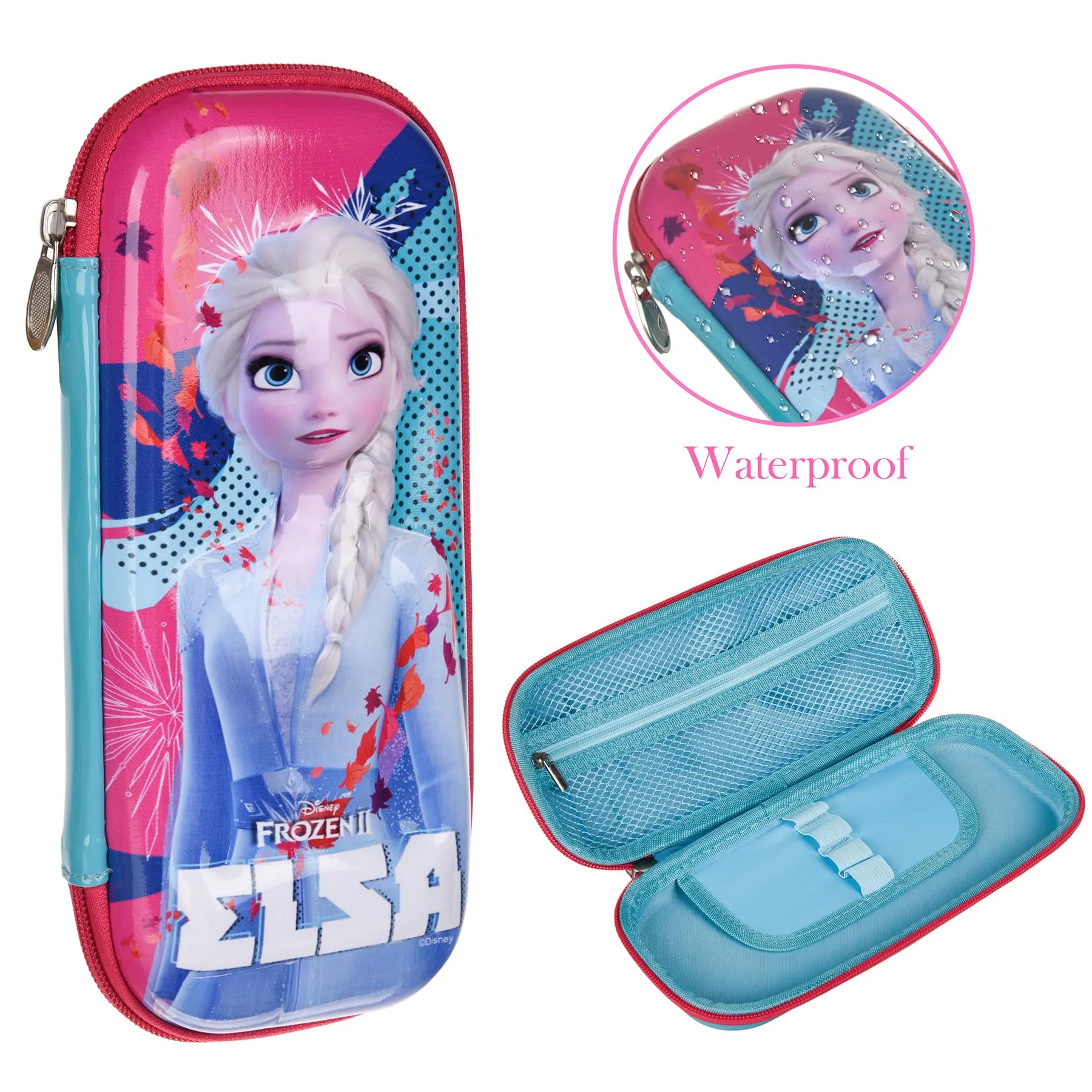 Kuber Industries Disney Frozen-II Pencil Pouch | School Pencil Case for Kids | Pen-Pencil Box for Kids | Geometry Box | Compass Box | School Stationery Supplies | Pack of 3 | Blue