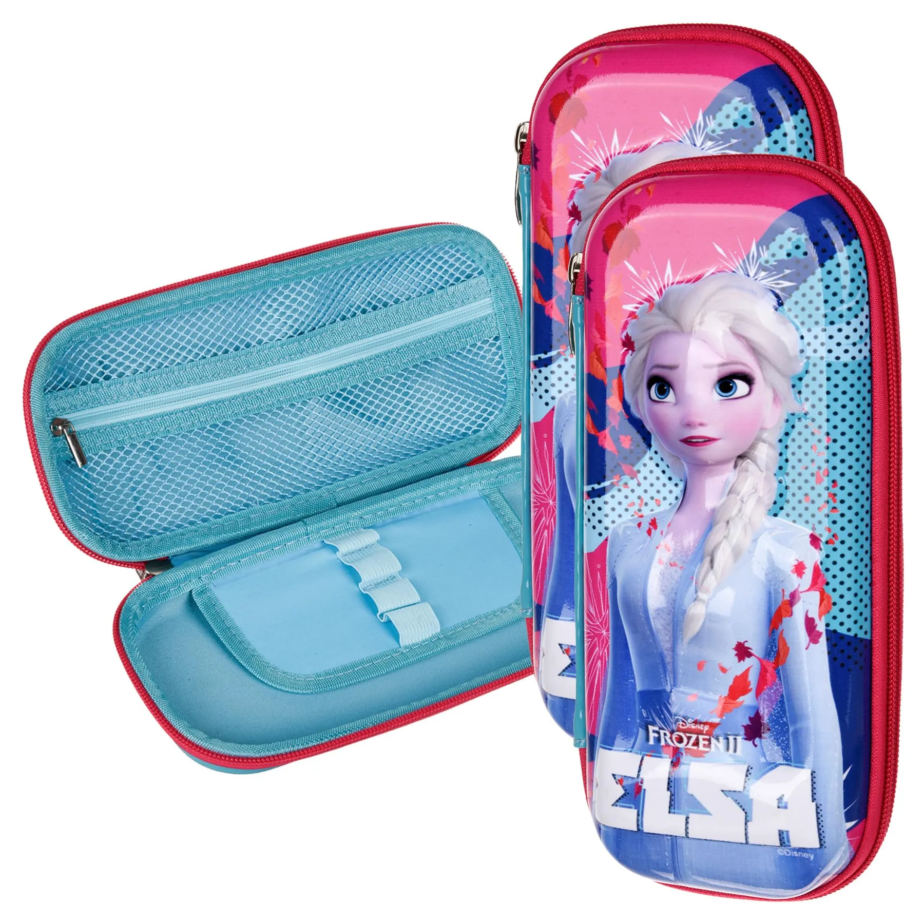 Kuber Industries Disney Frozen-II Pencil Pouch | School Pencil Case for Kids | Pen-Pencil Box for Kids | Geometry Box | Compass Box | School Stationery Supplies | Pack of 3 | Blue