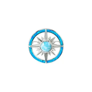 Larimar Starburst Compass Brooch with Opal