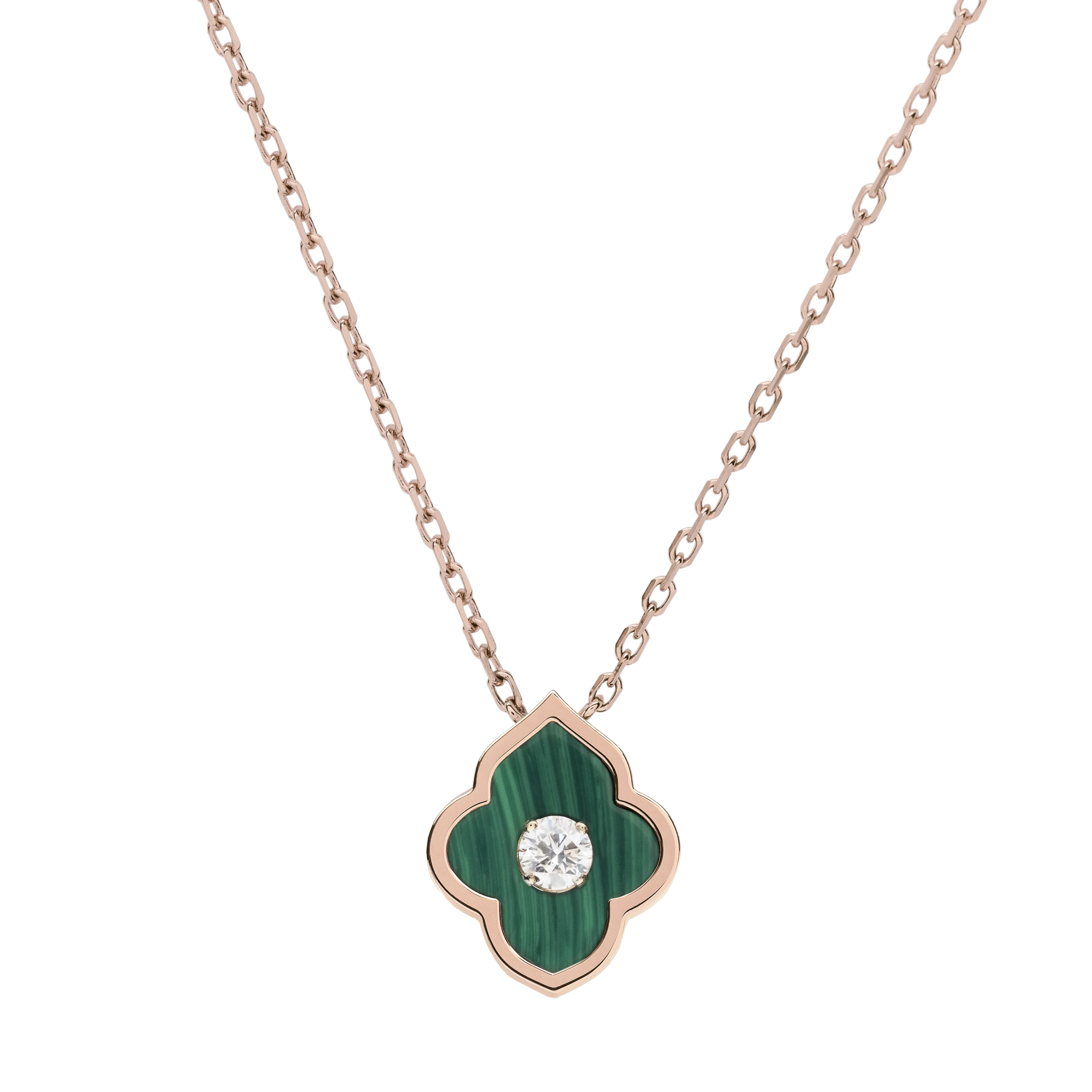 LUCE COLOUR - PENDANT ROSE GOLD MALACHITE & 1 DIAMOND S