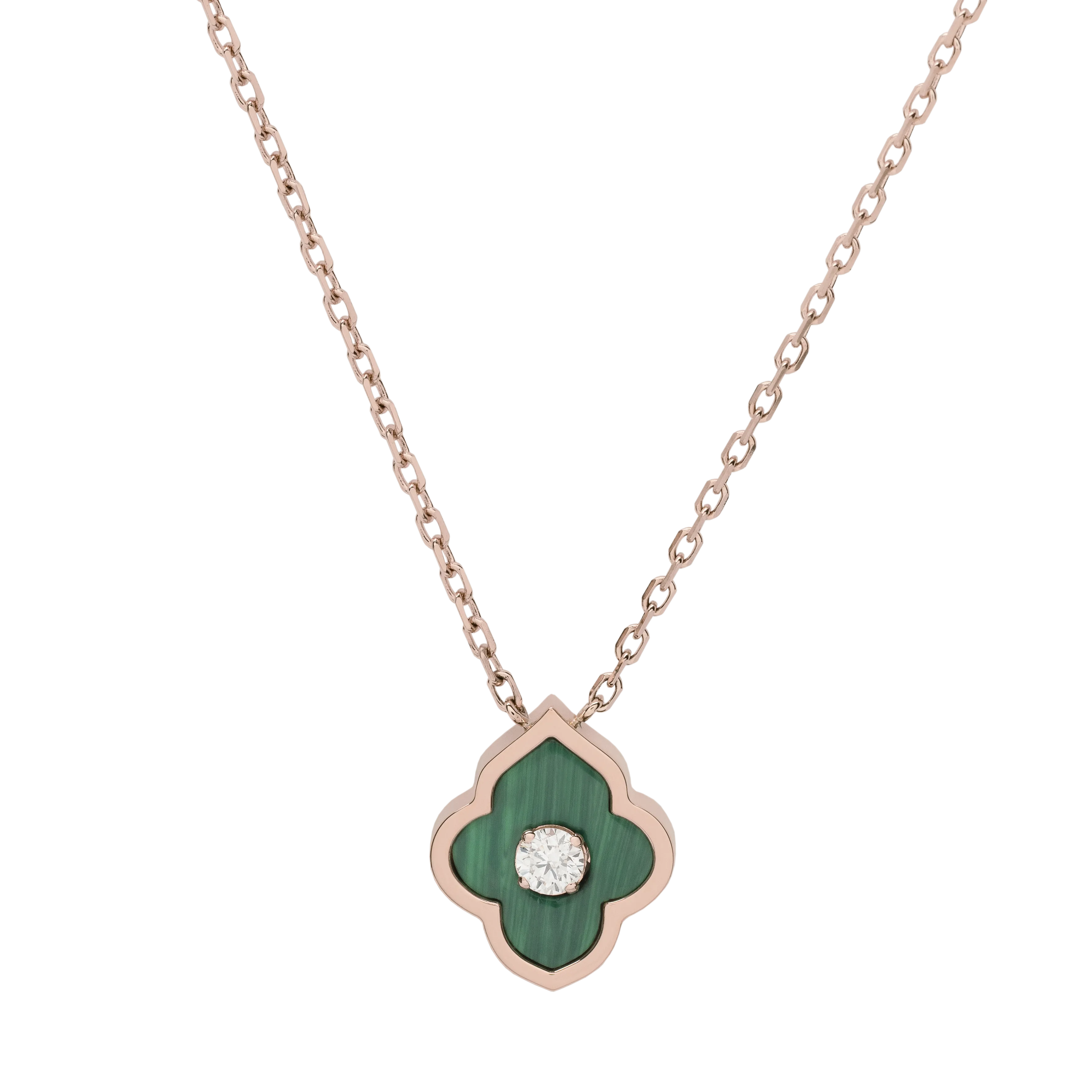 LUCE COLOUR - PENDANT ROSE GOLD MALACHITE & 1 DIAMOND S