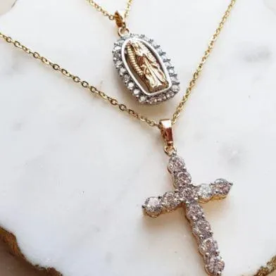 Mary Sparkle Religious Necklace