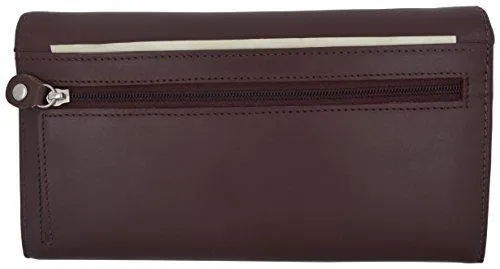 Moga Genuine Leather Wallet for Women Handmade Large Capacity Long ID Card Holder Organizer Ladies Clutch Wallet (1, Brown)