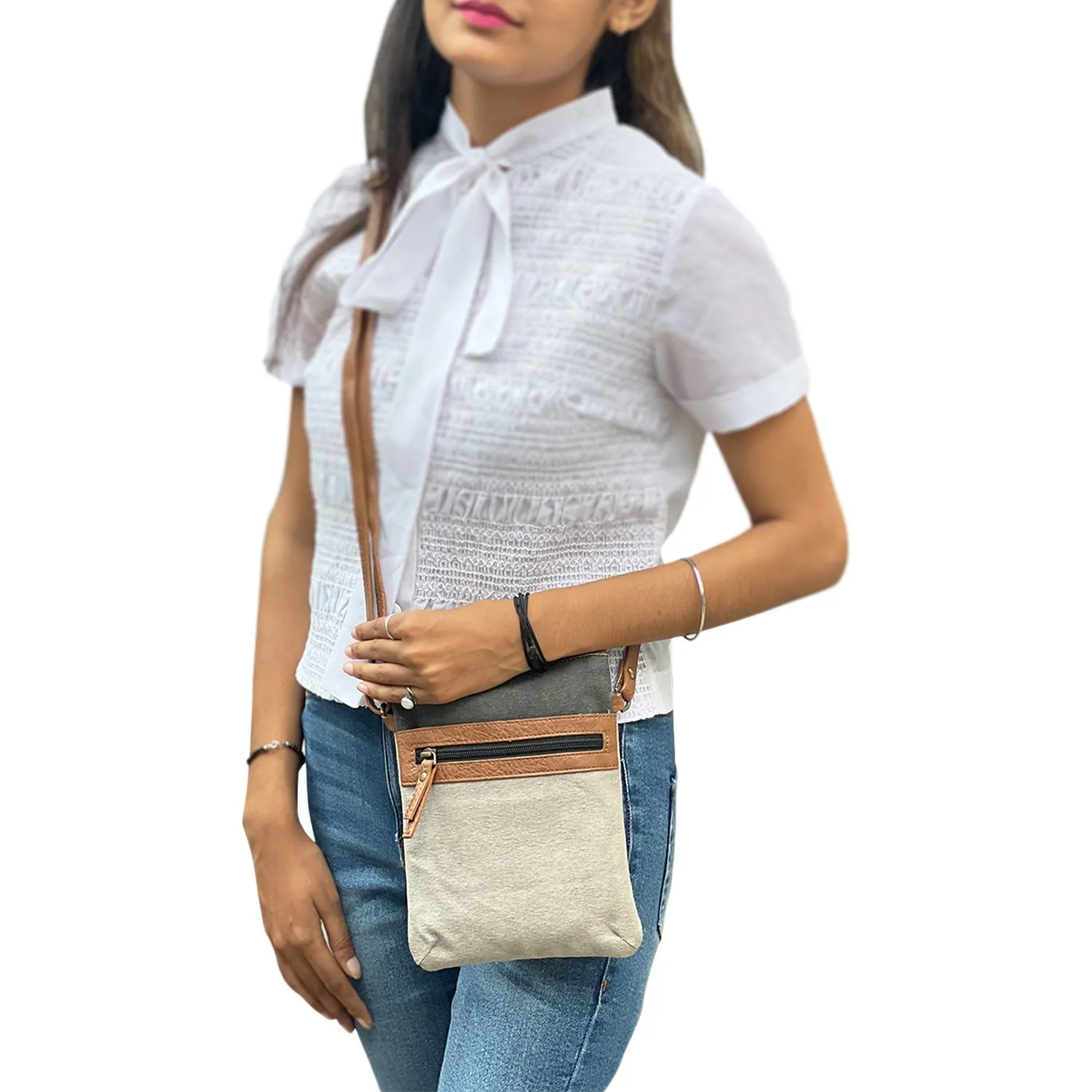 Mona B Small Messenger Crossbody Bag with Stylish Design for Girls and Women: Slate