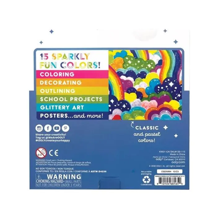 Ooly Rainbow Sparkle Glitter Markers: Set of 15