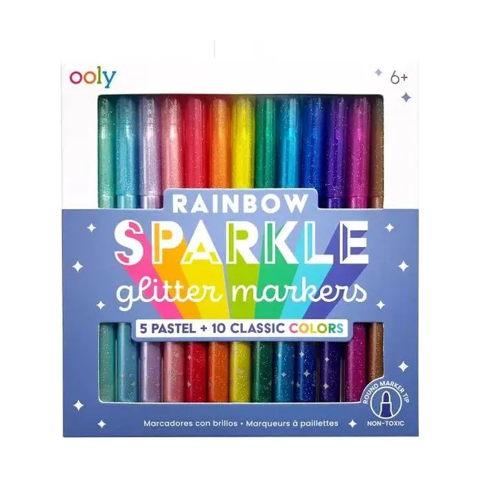 Ooly Rainbow Sparkle Glitter Markers: Set of 15