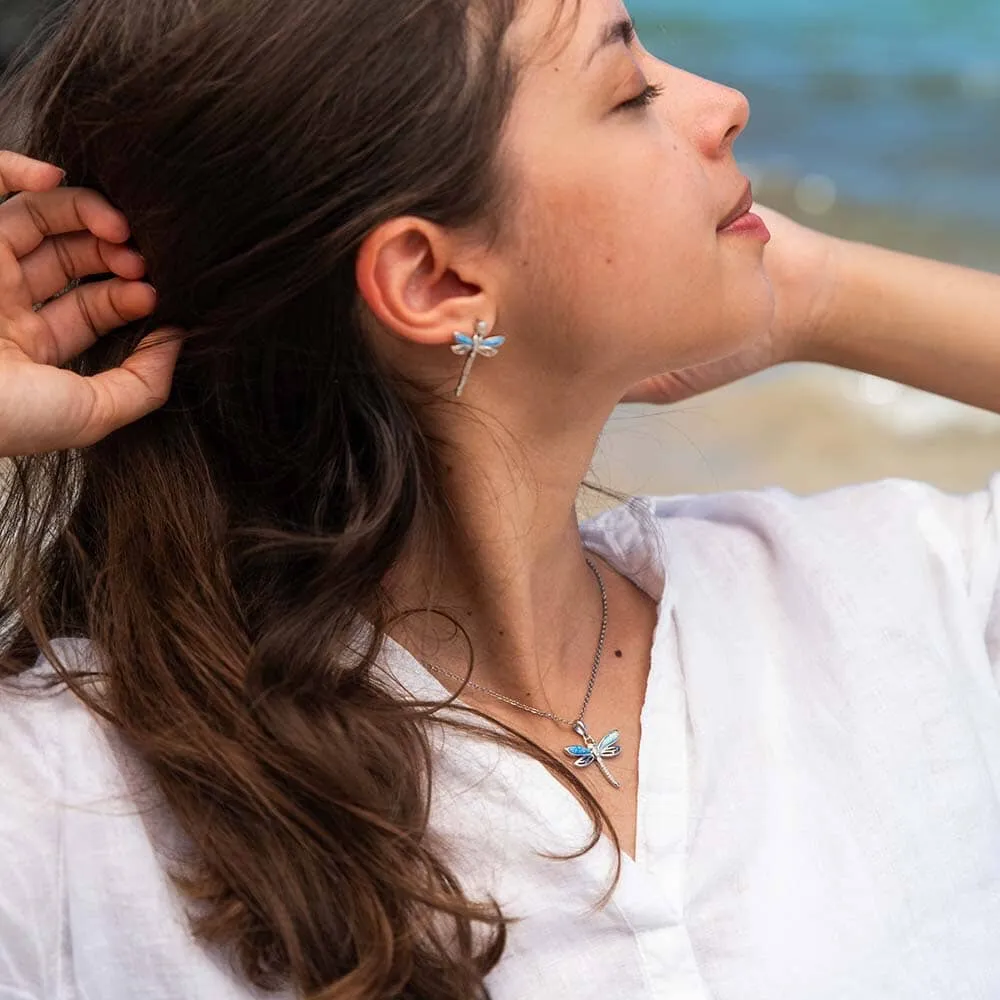 Opal Island Dragonfly Pendant & Earrings Set