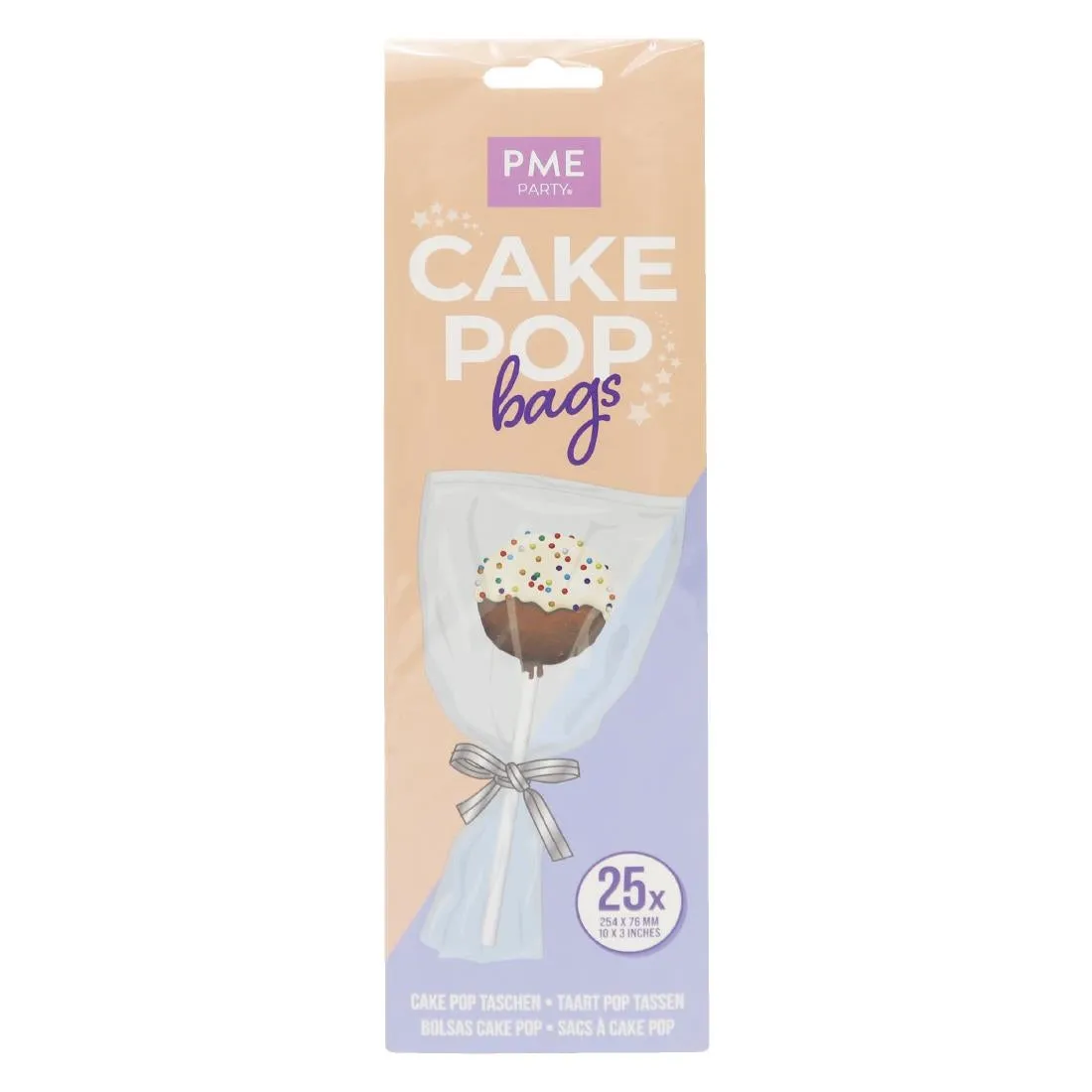 PME Cake Pop Bags with Silver Ties 254x76mm (Pack 25)