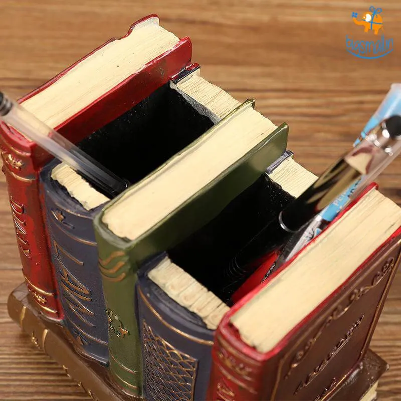 Retro Book Resin Stationery Holder - Hand painted