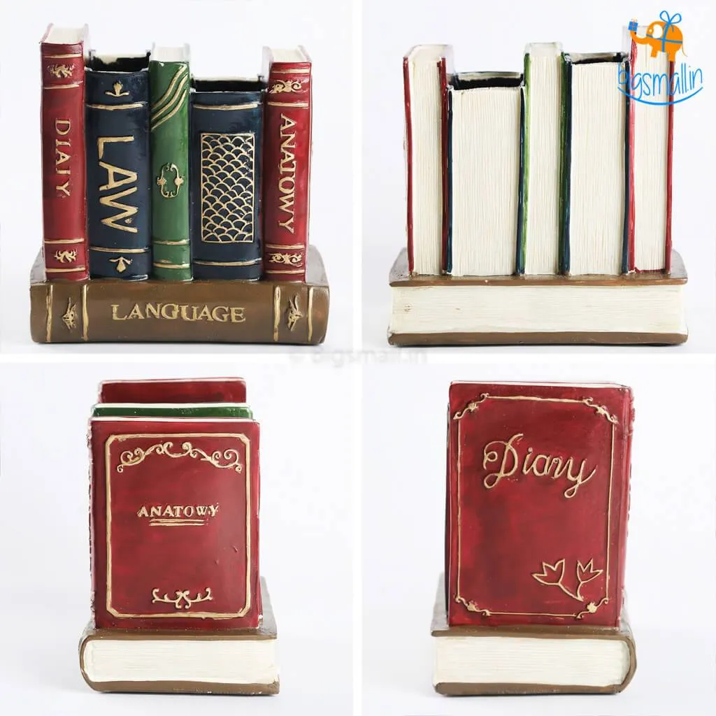 Retro Book Resin Stationery Holder - Hand painted