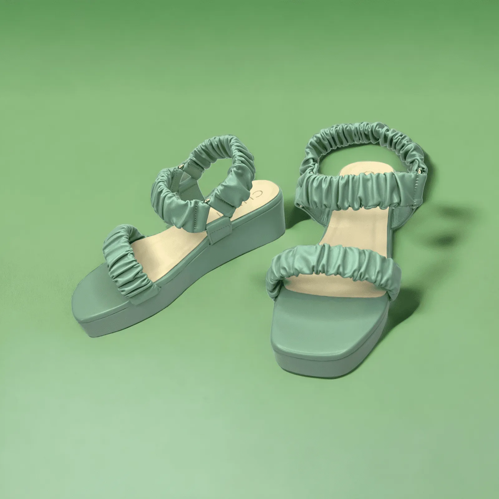 Sea Green Ruffled Wedges