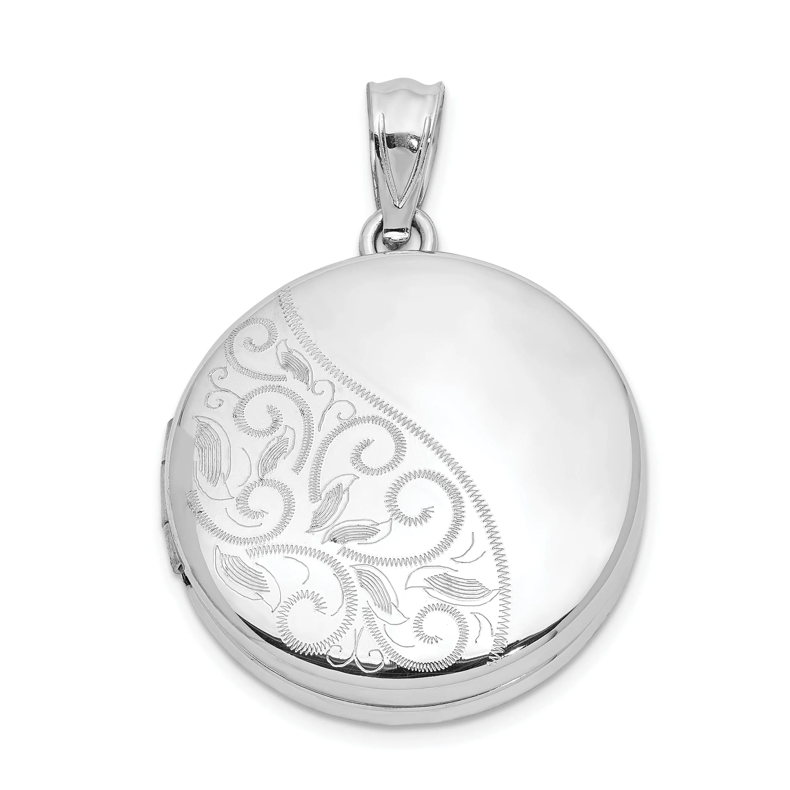 Sterling Silver 20mm Polished Scrolled Round Locket