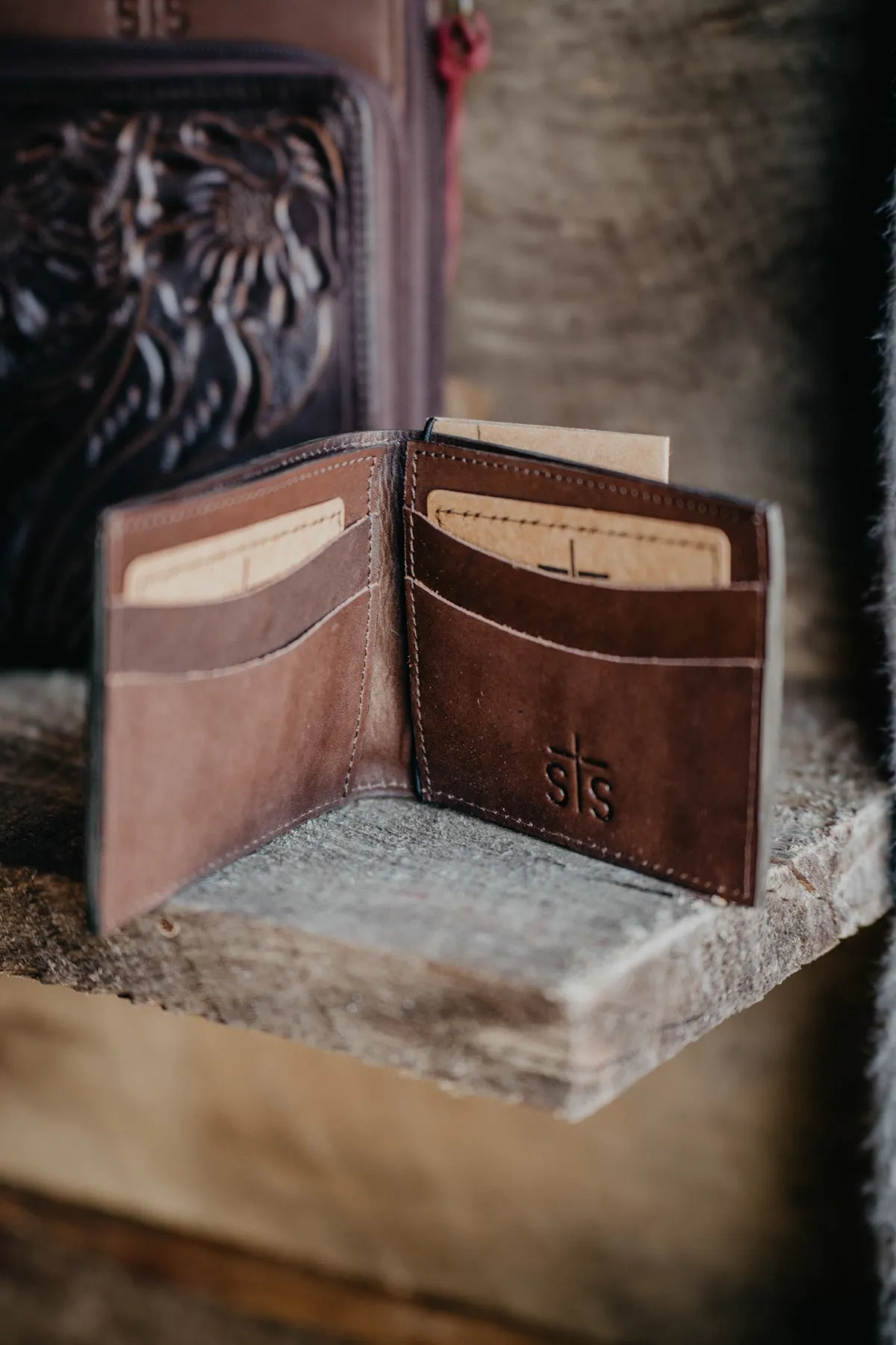 'Westward' Men's Floral Tooled Bifold Wallet by STS Ranchwear