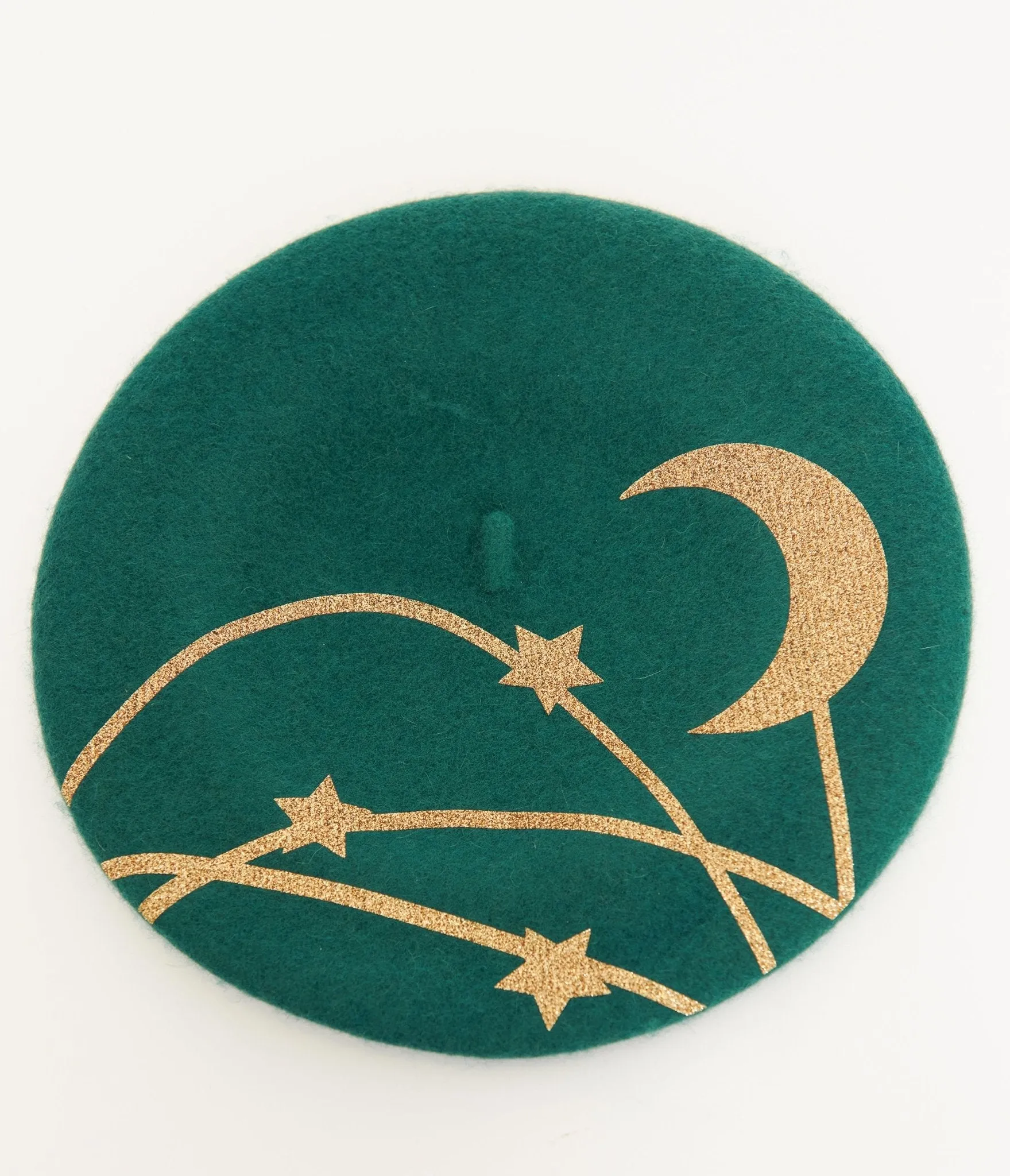 Witchwood Bags Forest Green & Gold Moon & Stars Beret