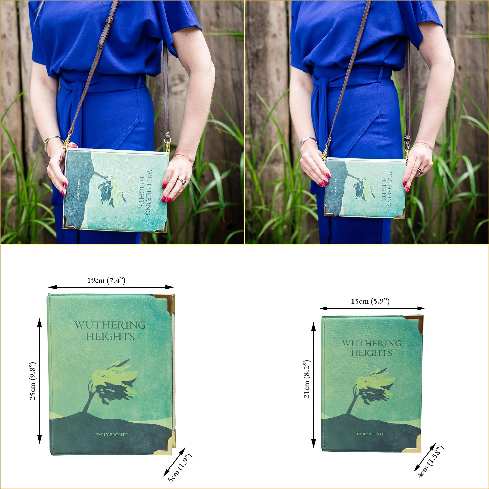 Wuthering Heights Green Book Handbag Crossbody Clutch